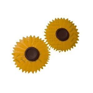 Sunflower Silicone Plate Dish Covers Set of 2 Yellow Excellent Floral Lids